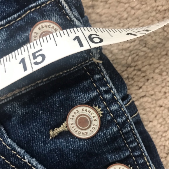 KanCan Los Angeles Distressed Dark Wash Stretch Overalls Size S - Picture 13 of 16